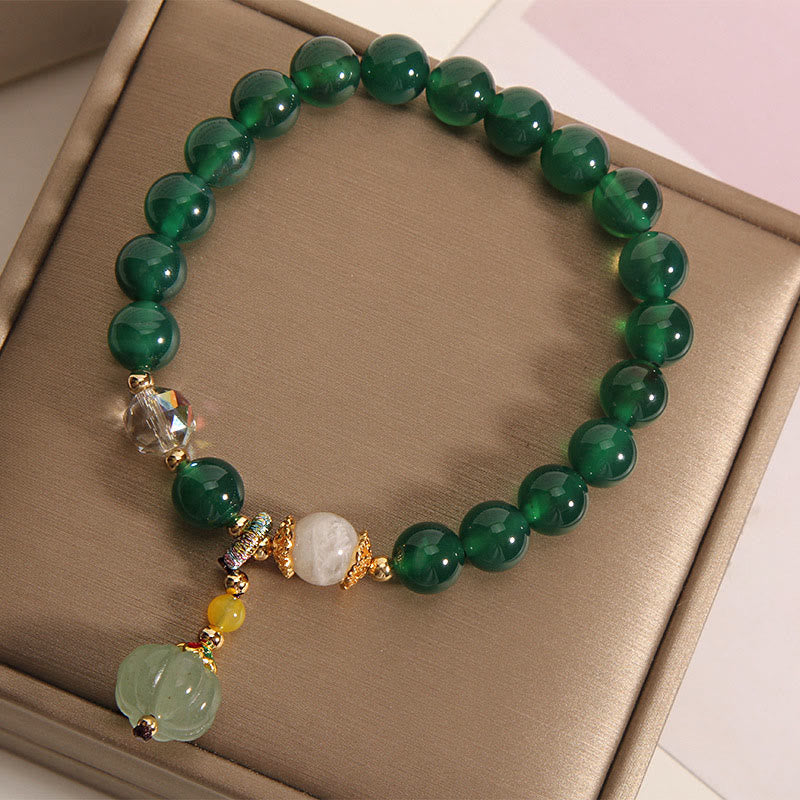 Bracelet relaxant et calme en perles de citrouille en cristal vert Buddha Stones - image 3
