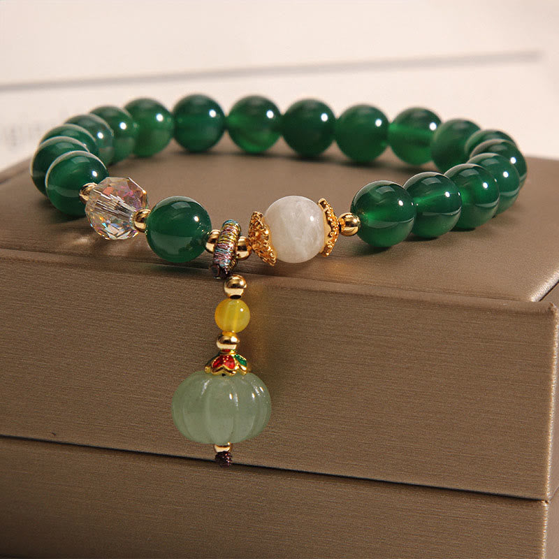 Bracelet relaxant et calme en perles de citrouille en cristal vert Buddha Stones - Cristal vert (circonférence du poignet : 14-16 cm) - image 0