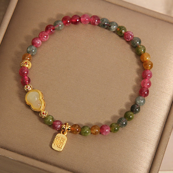 Bracelet Buddha Stones Tourmaline Pierre Colorée Fu Caractère Positif - image 2