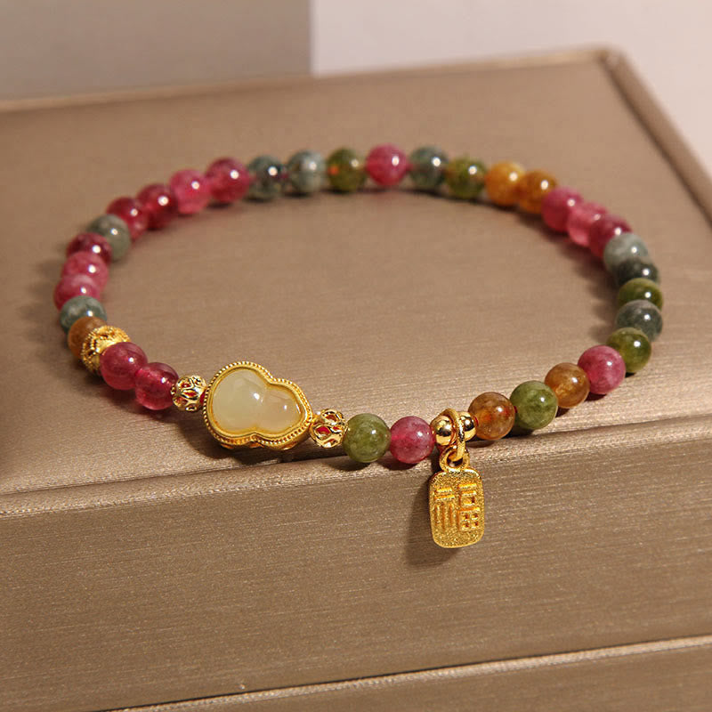 Bracelet Buddha Stones Tourmaline Pierre Colorée Fu Caractère Positif - image 1
