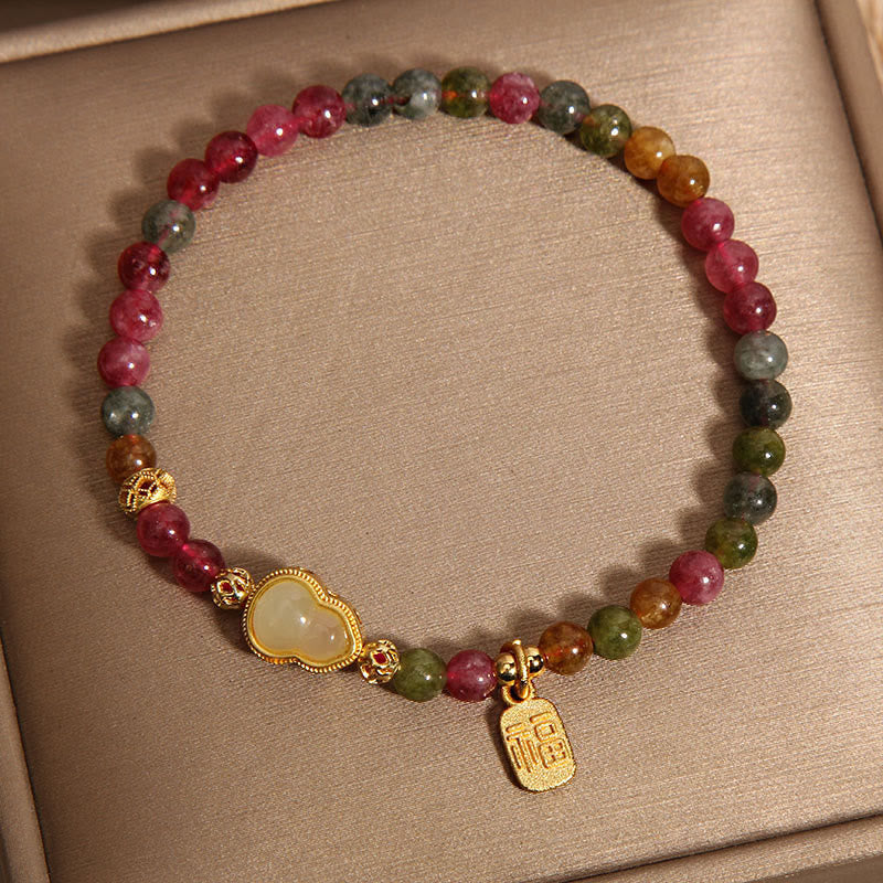 Bracelet Buddha Stones Tourmaline Pierre Colorée Fu Caractère Positif - image 4