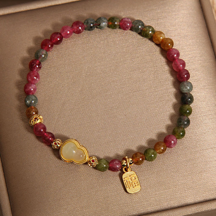 Bracelet Buddha Stones Tourmaline Pierre Colorée Fu Caractère Positif - image 4