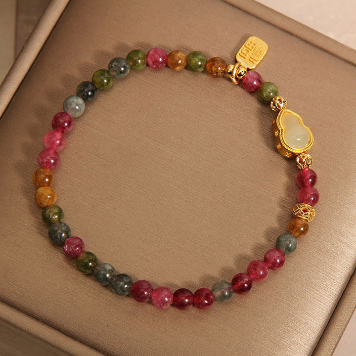 Bracelet Buddha Stones Tourmaline Pierre Colorée Fu Caractère Positif - image 7