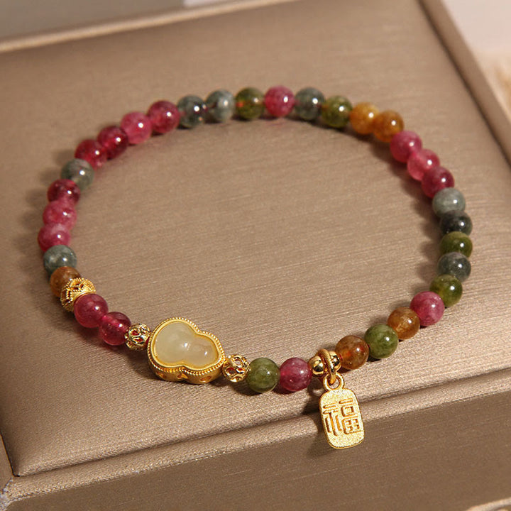 Bracelet Buddha Stones Tourmaline Pierre Colorée Fu Caractère Positif - image 3