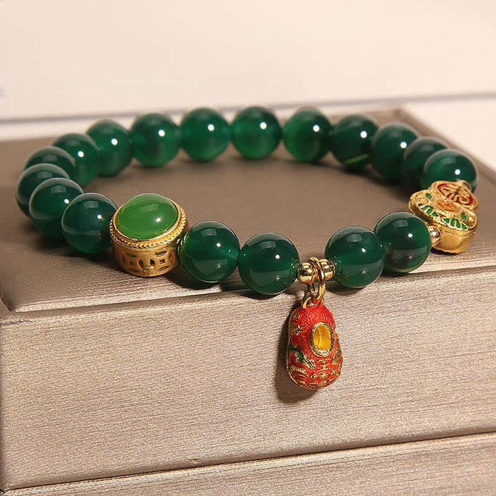 Bracelet Hope en Buddha Stones, agate verte naturelle, motif gourde et chaussures de tigre - image 2
