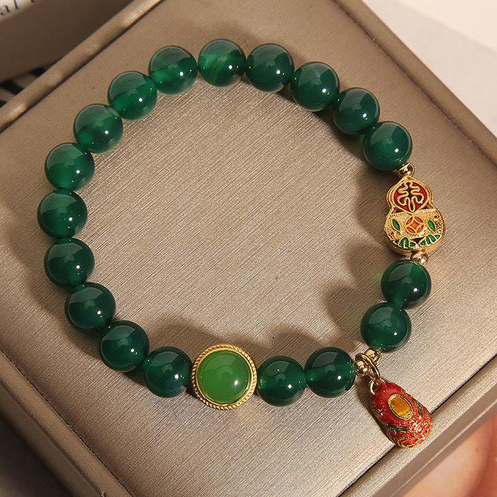 Bracelet Hope en Buddha Stones, agate verte naturelle, motif gourde et chaussures de tigre - image 3