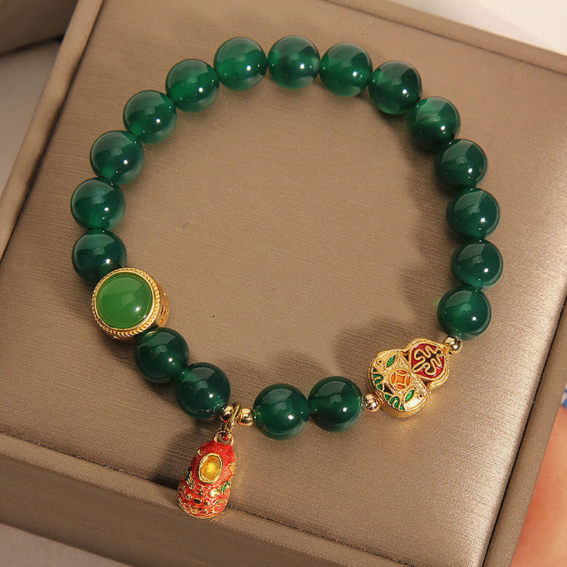Bracelet Hope en Buddha Stones, agate verte naturelle, motif gourde et chaussures de tigre - image 1