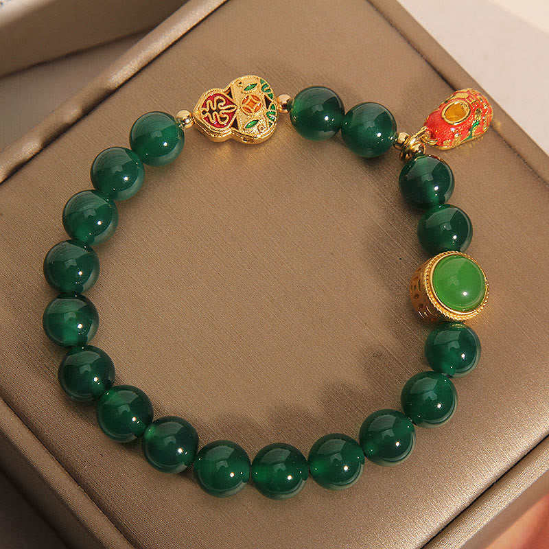 Bracelet Hope en Buddha Stones, agate verte naturelle, motif gourde et chaussures de tigre - image 4