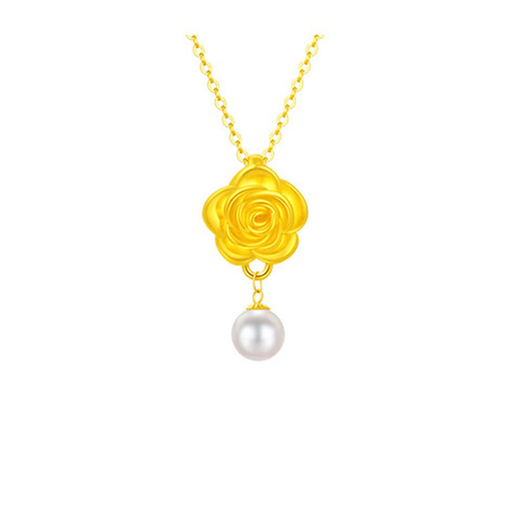 Collier pendentif de guérison en perles de camélia plaqué or en argent sterling 999 avec Buddha Stones - image 8