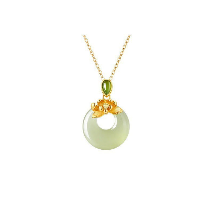 Collier pendentif porte-bonheur en jade Hetian plaqué or et argent sterling 925 avec Buddha Stones - image 9