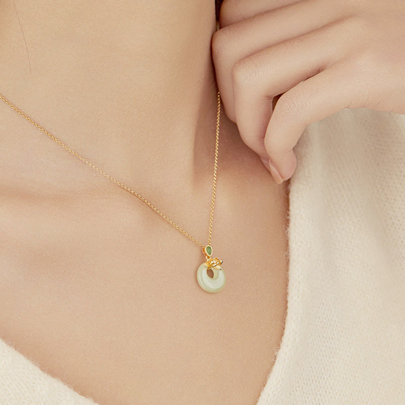 Collier pendentif porte-bonheur en jade Hetian plaqué or et argent sterling 925 avec Buddha Stones - image 4