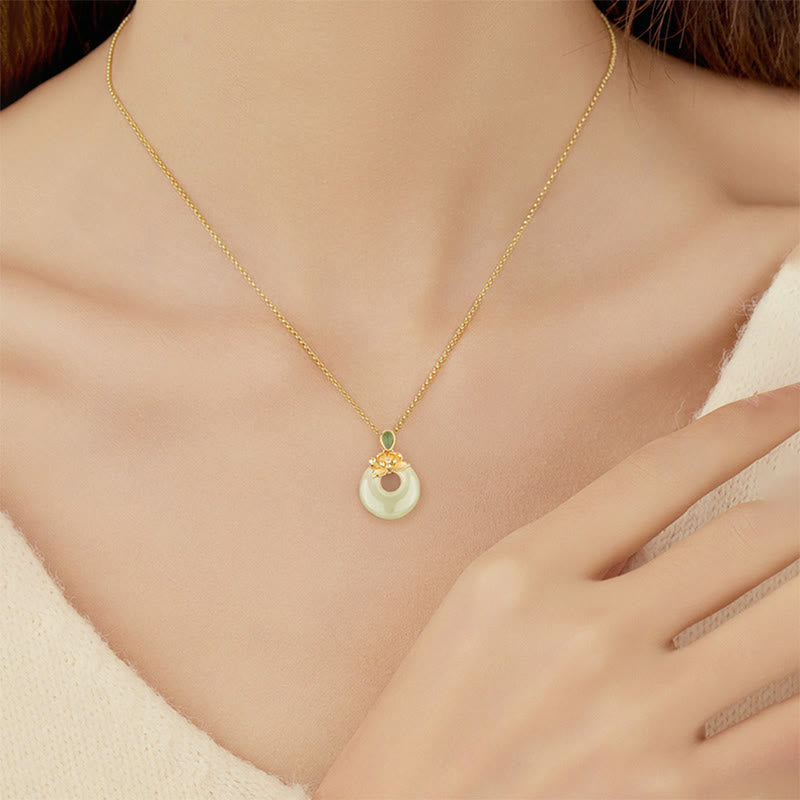 Collier pendentif porte-bonheur en jade Hetian plaqué or et argent sterling 925 avec Buddha Stones - image 3