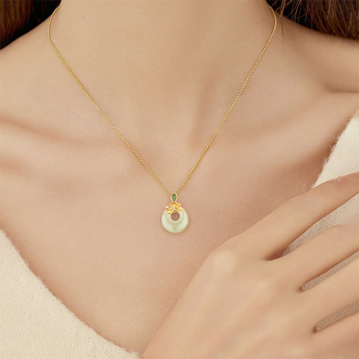 Collier pendentif porte-bonheur en jade Hetian plaqué or et argent sterling 925 avec Buddha Stones - image 3