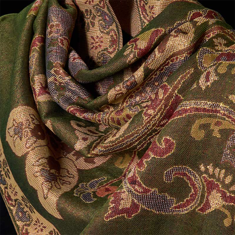 Écharpe confortable à pompons avec motif géométrique circulaire et fleurs de cajou de printemps et Buddha Stones - image 3