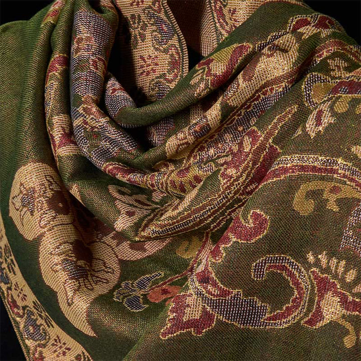 Écharpe confortable à pompons avec motif géométrique circulaire et fleurs de cajou de printemps et Buddha Stones - image 3