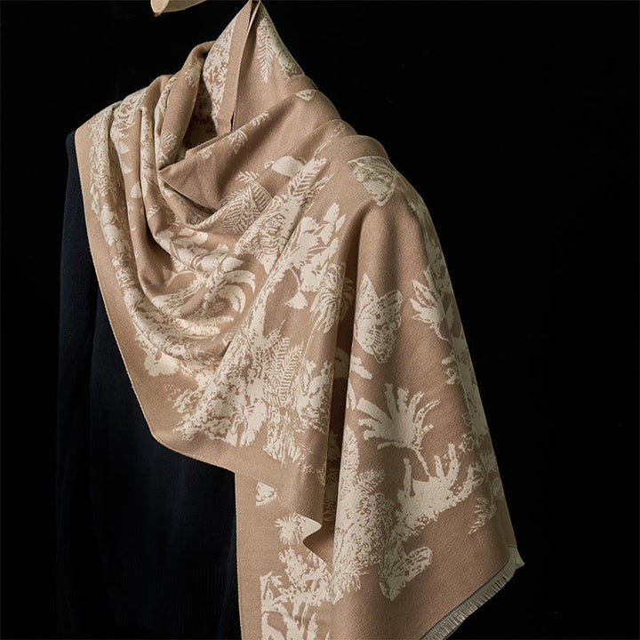 Buddha Stones châle douillette à pompons avec motifs d'animaux et de cocotiers d'hiver - PeachPuff - 185 x 65 cm - image 0