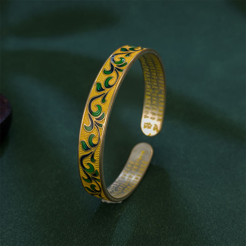 Bracelet jonc ouvert réglable en cuivre Buddha Stones et pétales de vigne entrelacés - image 4