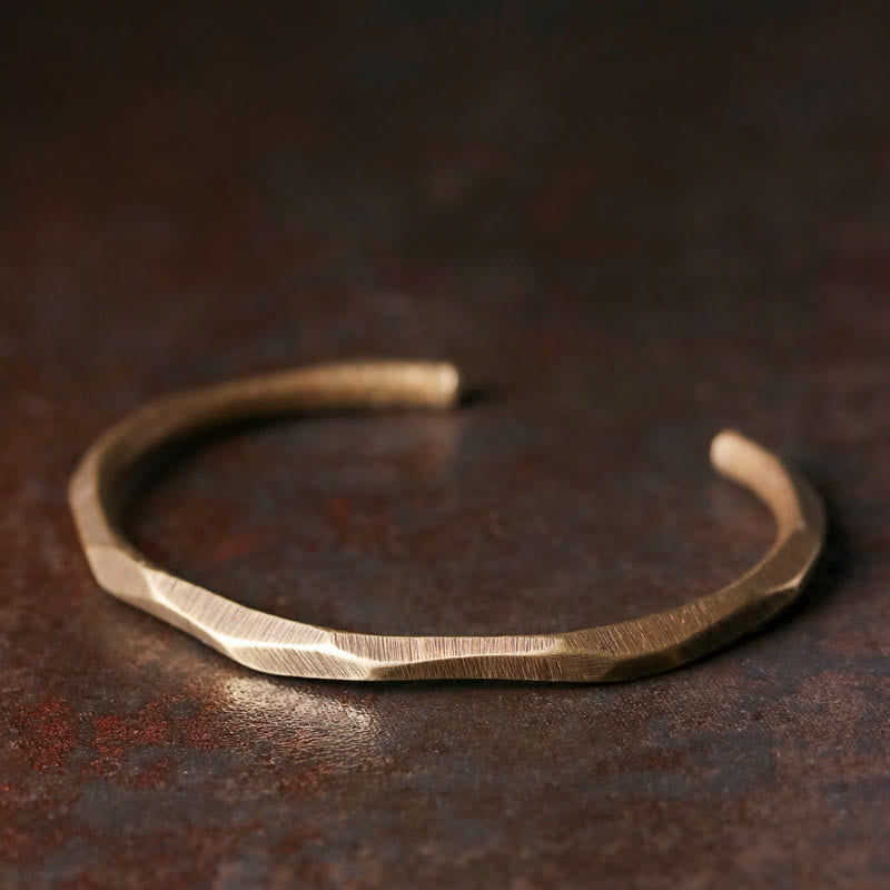 Bracelet ouvert en cuivre et laiton poli à la main avec Buddha Stones - 63 mm - image 0