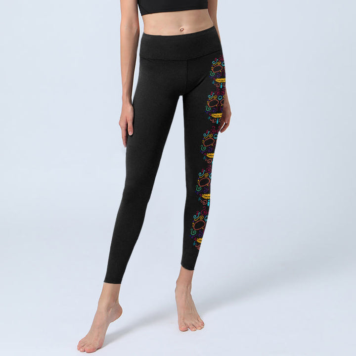 Leggings de sport pour femmes avec motif tête de mort et Buddha Stones - image 5