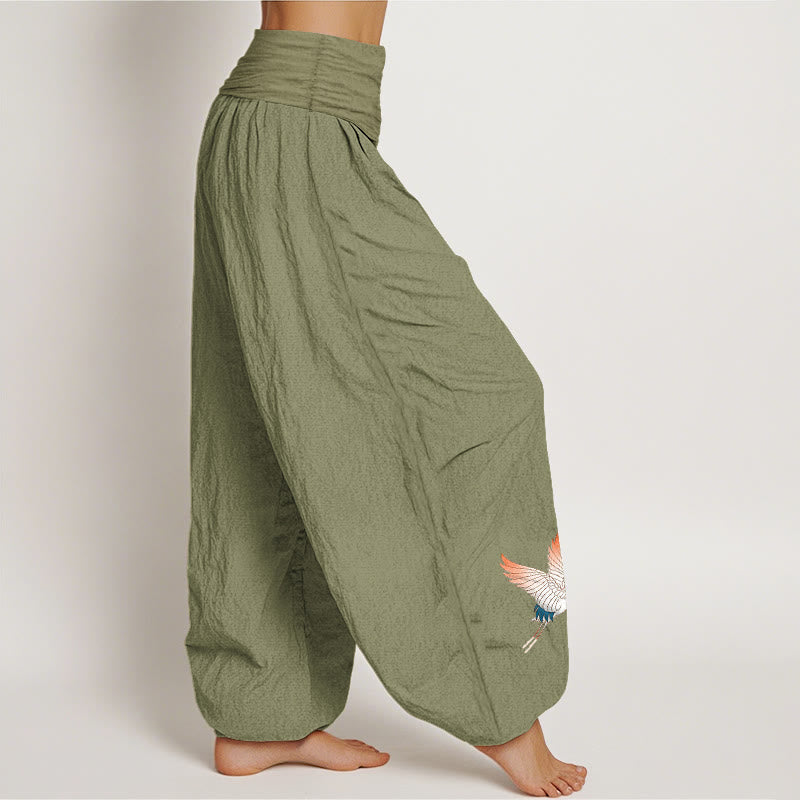 Pantalon sarouel en pur coton à taille élastique pour femme, motif Buddha Stones et deux grues gracieuses - image 16