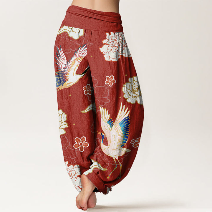 Pantalon sarouel en pur coton à taille élastique pour femme, imprimé Buddha Stones , pivoines - image 6