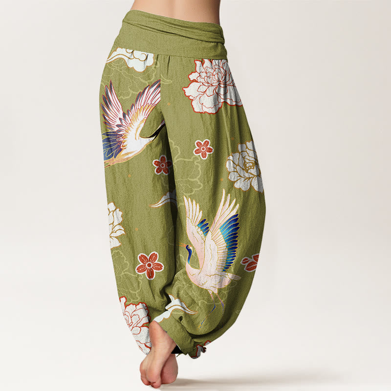 Pantalon sarouel en pur coton à taille élastique pour femme, imprimé Buddha Stones , pivoines - image 10