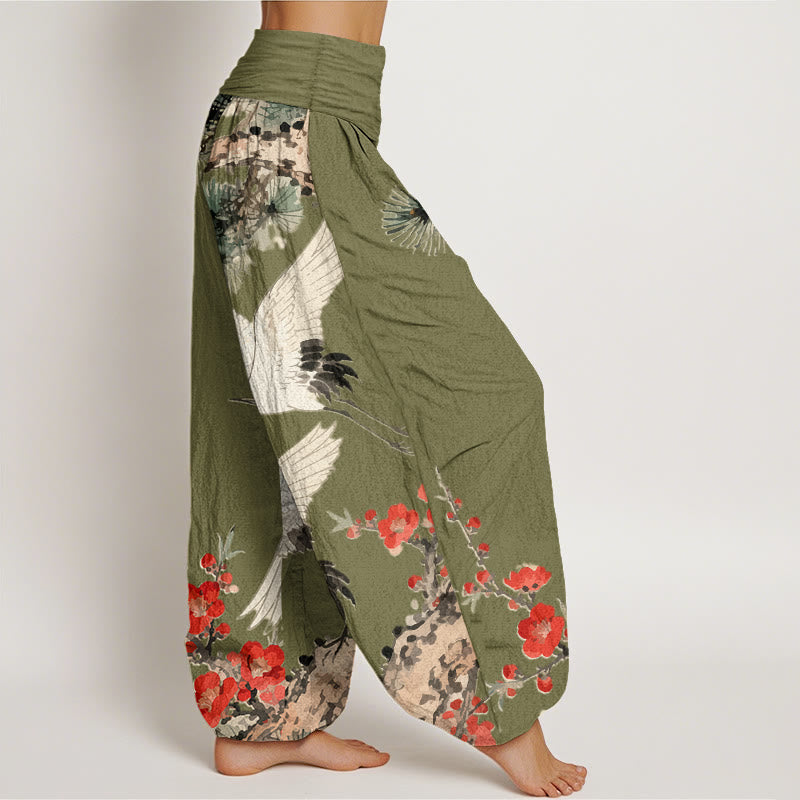 Pantalon sarouel en coton à taille élastique pour femme, imprimé Buddha Stones , fleurs de prunier - image 6
