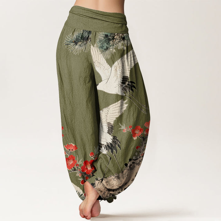 Pantalon sarouel en coton à taille élastique pour femme, imprimé Buddha Stones , fleurs de prunier - image 6