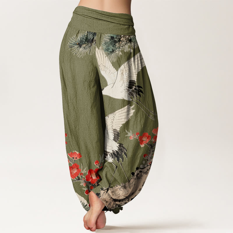 Pantalon sarouel en coton à taille élastique pour femme, imprimé Buddha Stones , fleurs de prunier - image 7