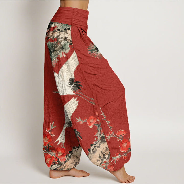 Pantalon sarouel en coton à taille élastique pour femme, imprimé Buddha Stones , fleurs de prunier - image 9