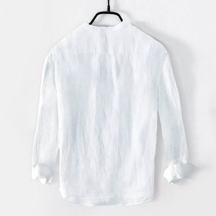 Chemise à manches longues en coton et lin pour homme, motif Buddha Stones Zen Stone, demi-boutons - image 7