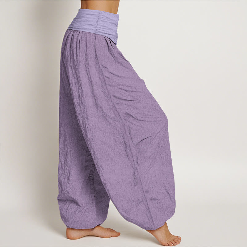 Pantalon sarouel taille élastique en pur coton prune Buddha Stones pour femme - image 2