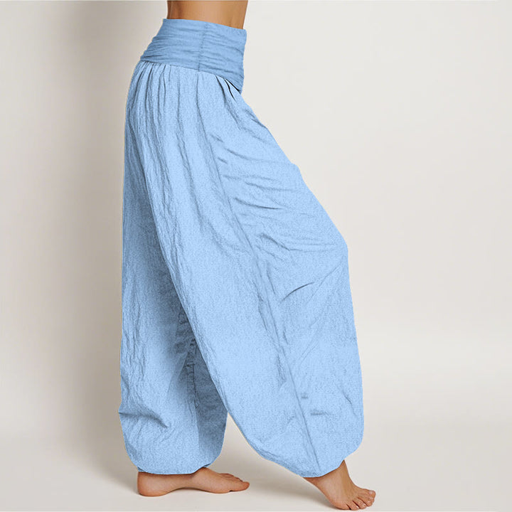Pantalon sarouel taille élastique en pur coton bleu ciel clair Buddha Stones pour femme - image 2
