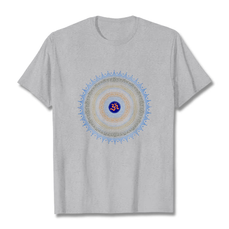 T-shirt à motif Buddha Stones Mandala Flower OM - Gris clair - 2XL - image 19