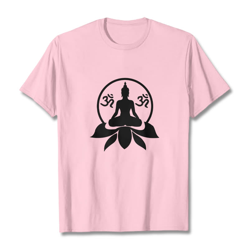 T-shirt Buddha Stones, symbole OM, mantras sanskrits, Bouddha assis sur une fleur de lotus - Rose clair - 2XL - image 15