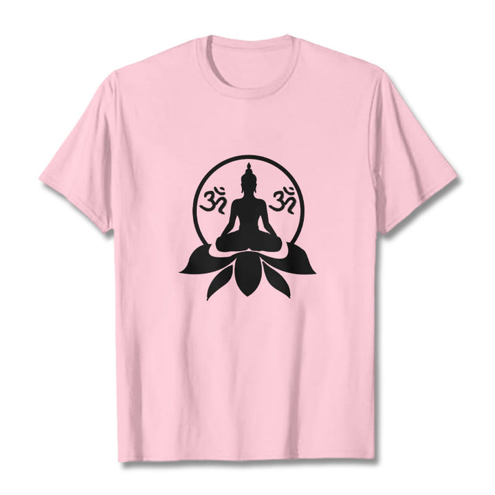 T-shirt Buddha Stones, symbole OM, mantras sanskrits, Bouddha assis sur une fleur de lotus - Rose clair - 2XL - image 15