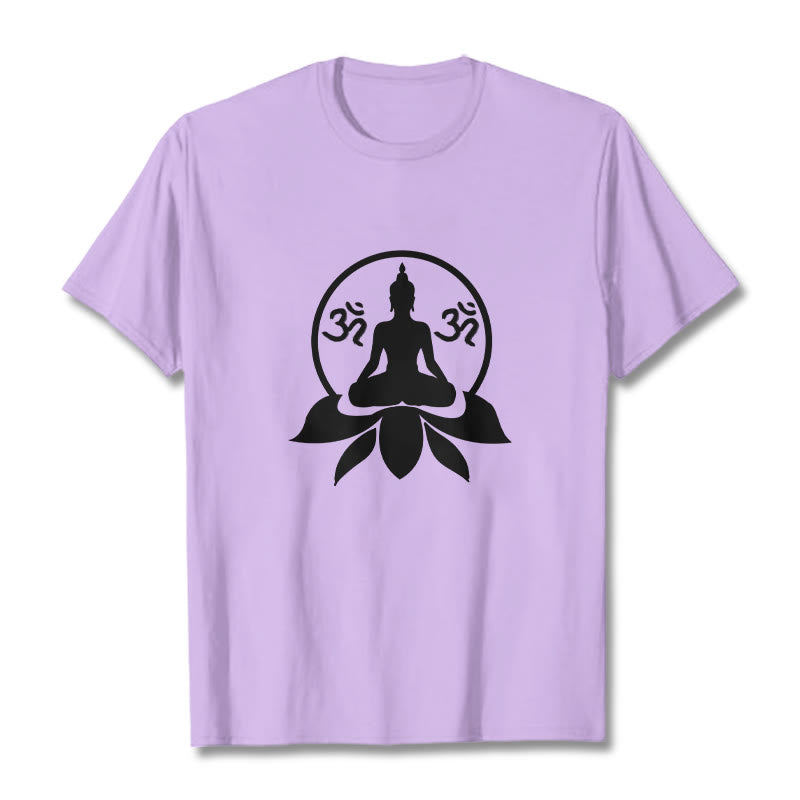 T-shirt Buddha Stones, symbole OM, mantras sanskrits, Bouddha assis sur une fleur de lotus - Prune - 2XL - image 13