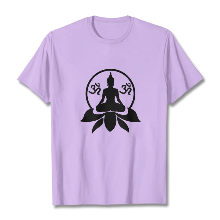 T-shirt Buddha Stones, symbole OM, mantras sanskrits, Bouddha assis sur une fleur de lotus - Prune - 2XL - image 13