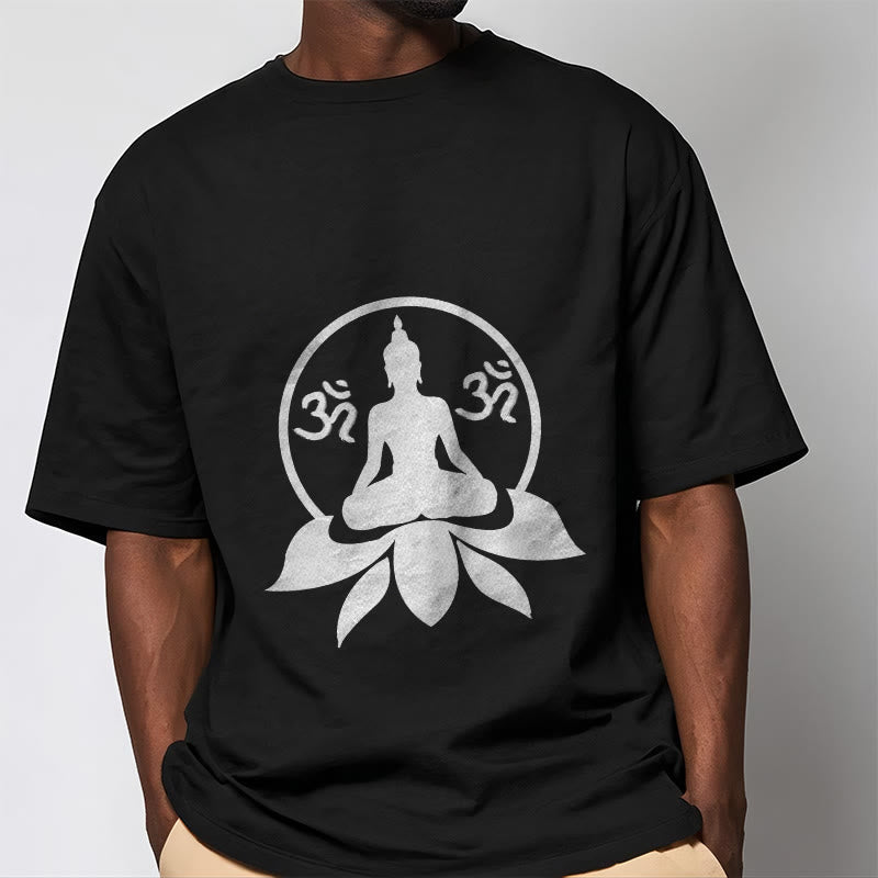 T-shirt Buddha Stones, symbole OM, mantras sanskrits, Bouddha assis sur une fleur de lotus - image 7