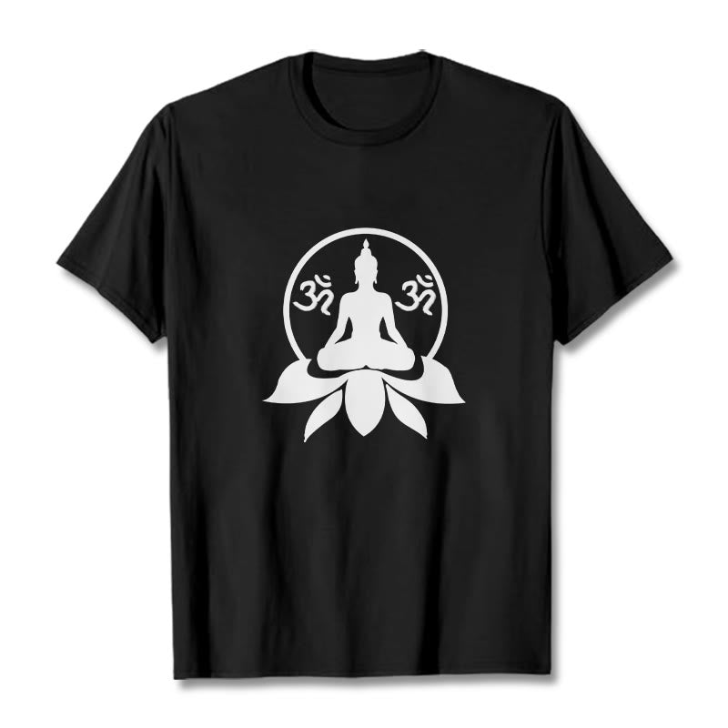 T-shirt Buddha Stones, symbole OM, mantras sanskrits, Bouddha assis sur une fleur de lotus - Noir - 2XL - image 6