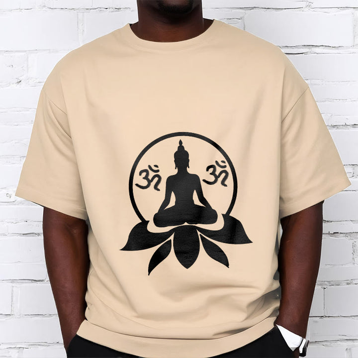 T-shirt Buddha Stones, symbole OM, mantras sanskrits, Bouddha assis sur une fleur de lotus - Bisque - 2XL - image 11