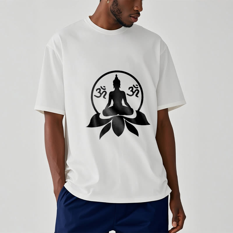 T-shirt Buddha Stones, symbole OM, mantras sanskrits, Bouddha assis sur une fleur de lotus - image 4