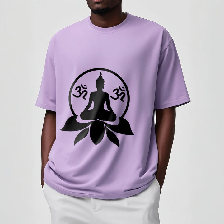 T-shirt Buddha Stones, symbole OM, mantras sanskrits, Bouddha assis sur une fleur de lotus - image 14