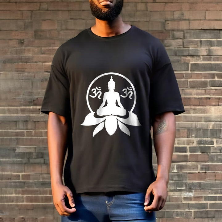 T-shirt Buddha Stones, symbole OM, mantras sanskrits, Bouddha assis sur une fleur de lotus - image 8
