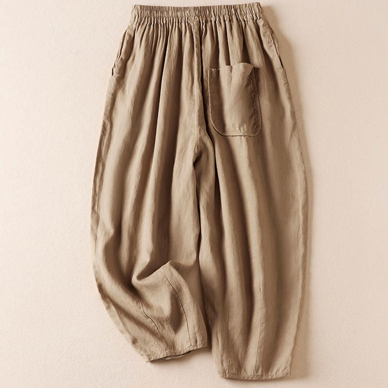 Pantalon harem d'été à petites fleurs brodées de Buddha Stones avec poches - image 3
