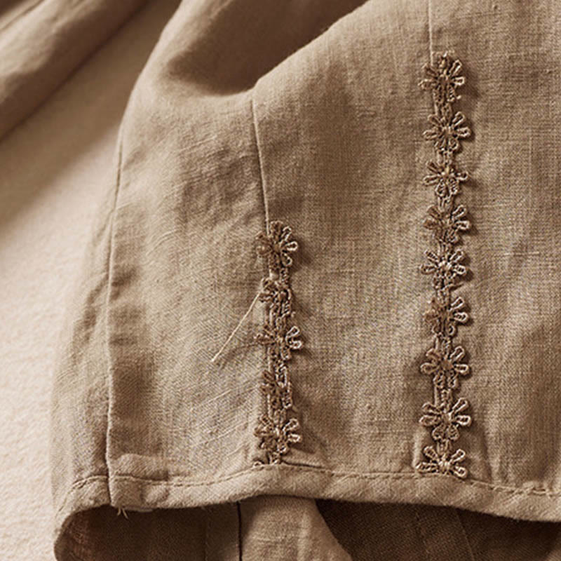 Pantalon harem d'été à petites fleurs brodées de Buddha Stones avec poches - image 4