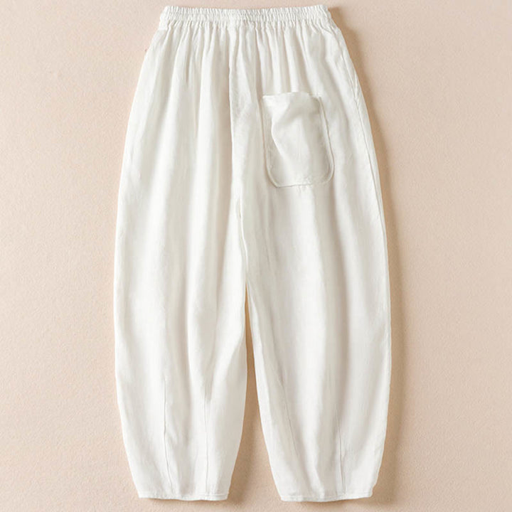 Pantalon harem d'été à petites fleurs brodées de Buddha Stones avec poches - image 19
