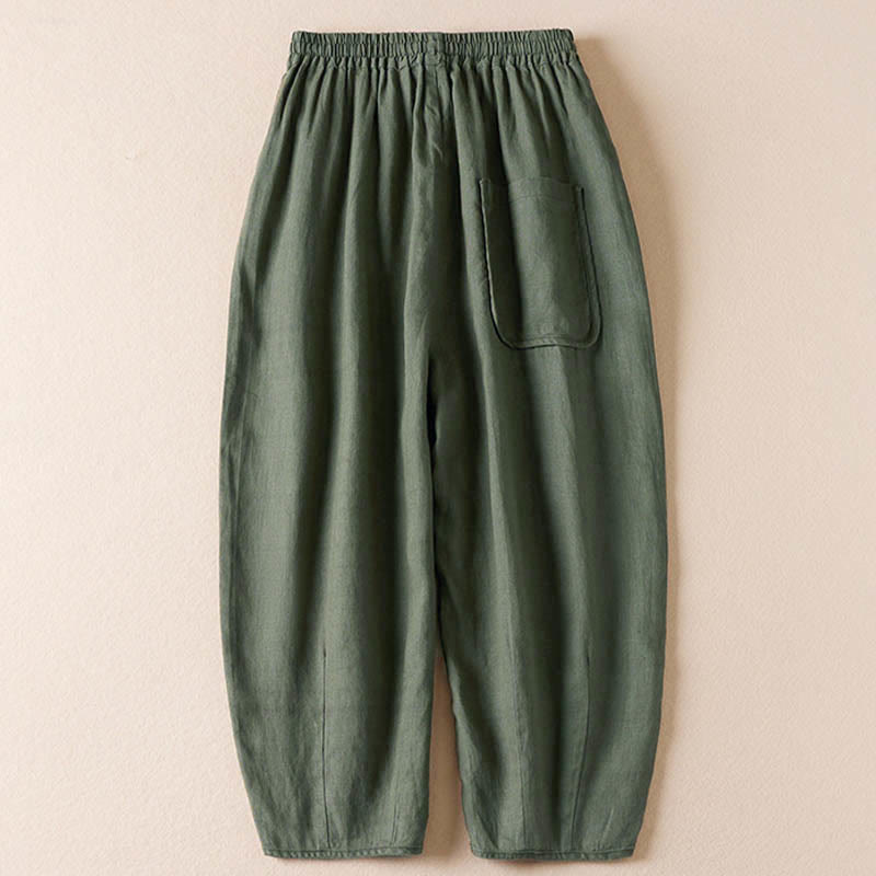 Pantalon harem d'été à petites fleurs brodées de Buddha Stones avec poches - image 29