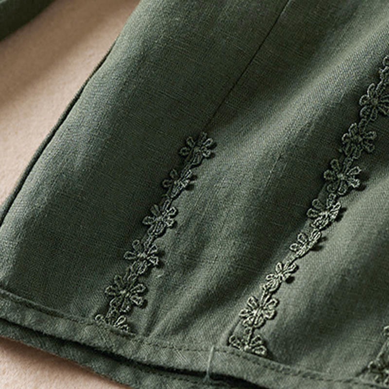 Pantalon harem d'été à petites fleurs brodées de Buddha Stones avec poches - image 32