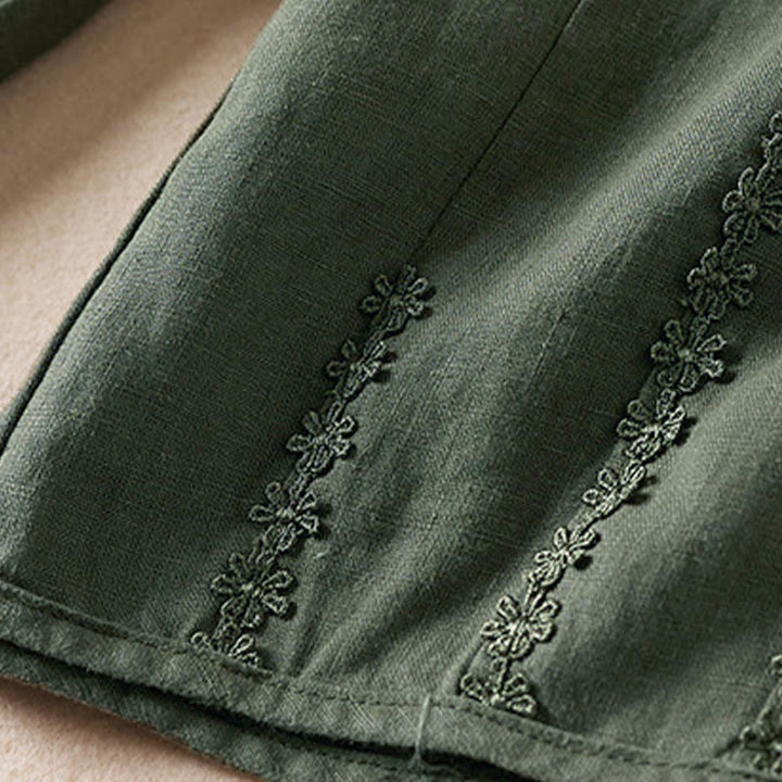 Pantalon harem d'été à petites fleurs brodées de Buddha Stones avec poches - image 32